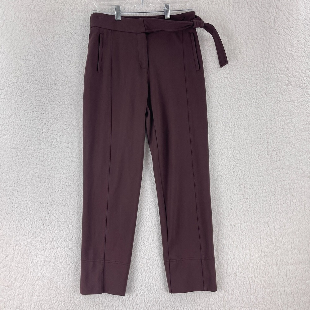 Betabrand Brown Straight Ankle Leg Dress Pant Womens Belted Mid-Rise Size PS